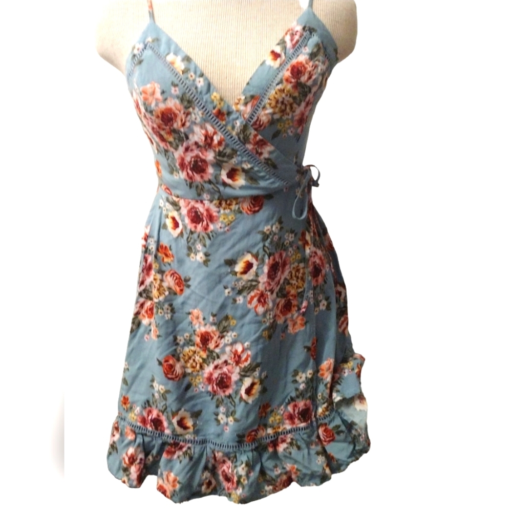GORGEOUS BOG COLLECTIVE BLUE FLORAL DRESS SZ XSMALL